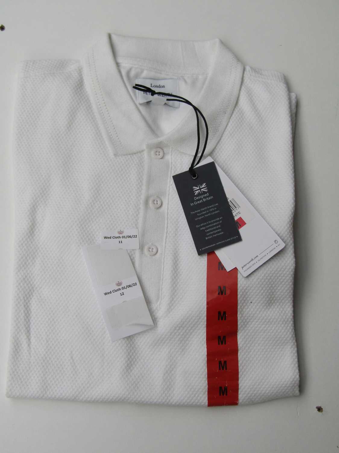 Lot 12 - Peter Werth London Optic White polo shirt, size M