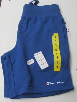 Lot 92 - Champion fleece shield blue shorts, size S