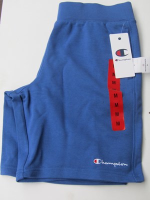 Lot 100 - Champion fleece shield blue shorts, size M